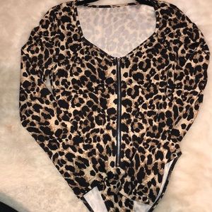 Leopard print body suit